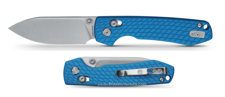 Vosteed Raccoon Folding Knife, Nitro-V Satin, Aluminum Blue, A0512