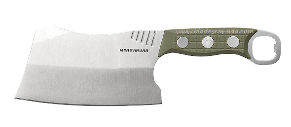 Vosteed Minibarbar Fixed Blade Cleaver Knife, 6" Satin Blade, G10 Green, MINIB67N