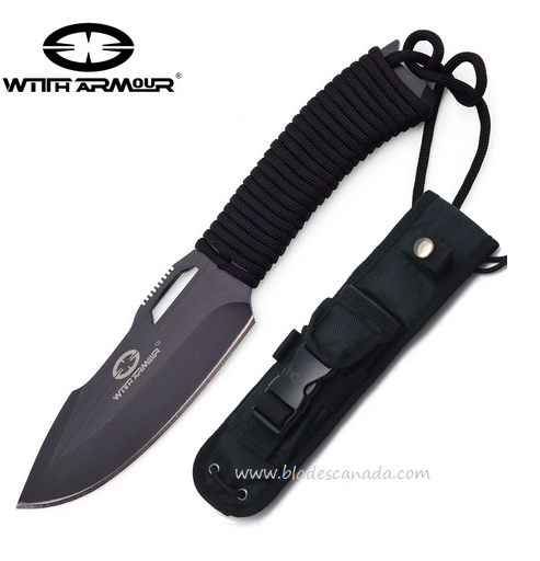 Witharmour Yaksha Fixed Blade Knife, 440C, Nylon Sheath, WAR003BK