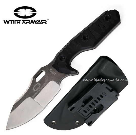Witharmour Mammoth Fixed Blade Knife, 440C, G10 Black, WAR034BK