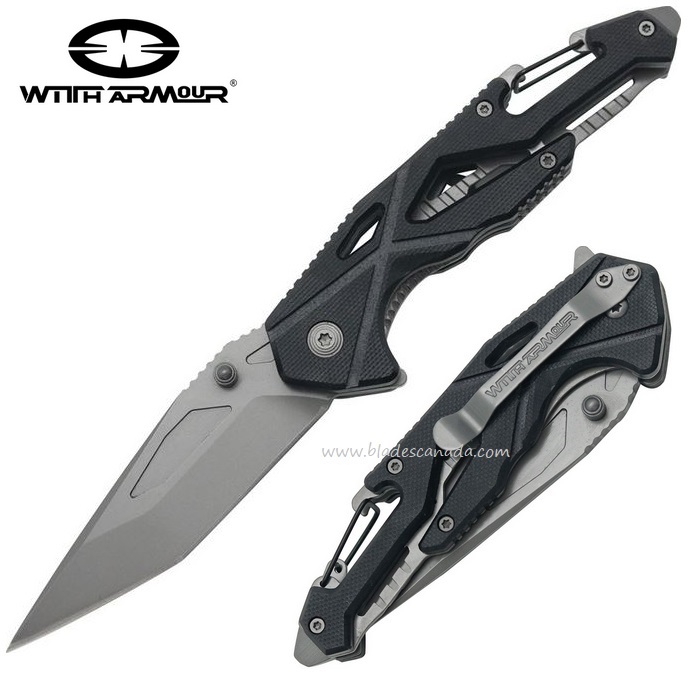 WithArmour Knives Spider Flipper Folder, 440C Steel, G10, WAR043BK