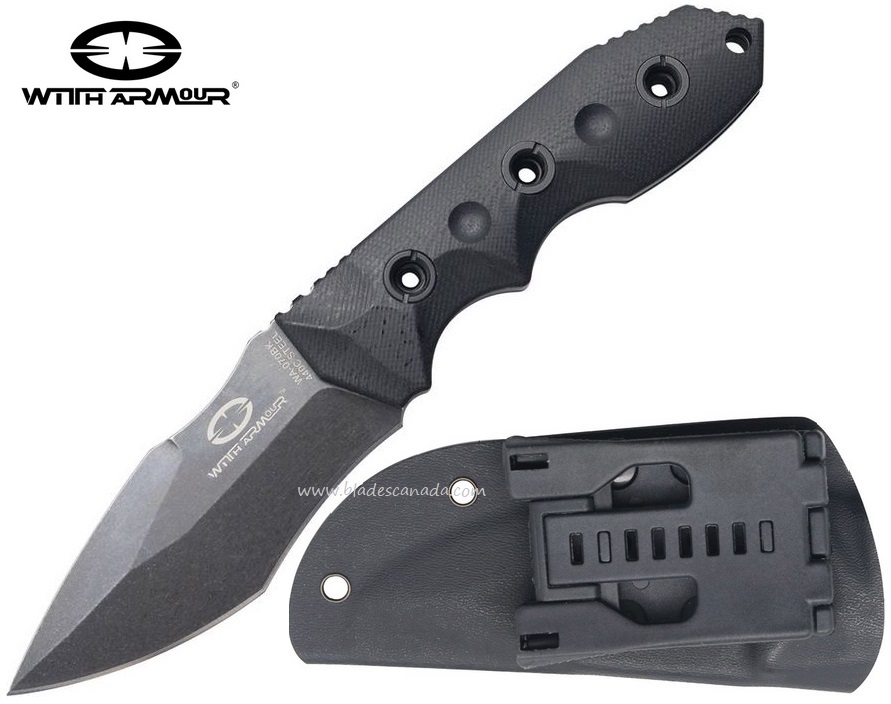 WithArmour Needle Fixed Blade Knife, 440C, G10 Black, Kydex Sheath, WAR070BK