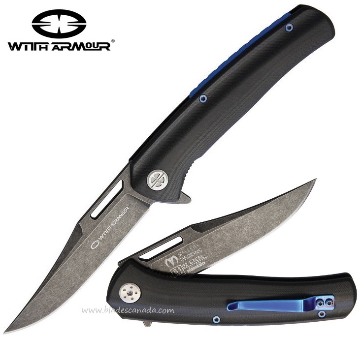 WithArmour Knives Dro Flipper Folder, D2 Steel, G10, WAR078BK