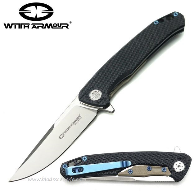 WithArmour Flint Flipper Folding Knife, D2 Steel, G10 Black, WAR091BKG