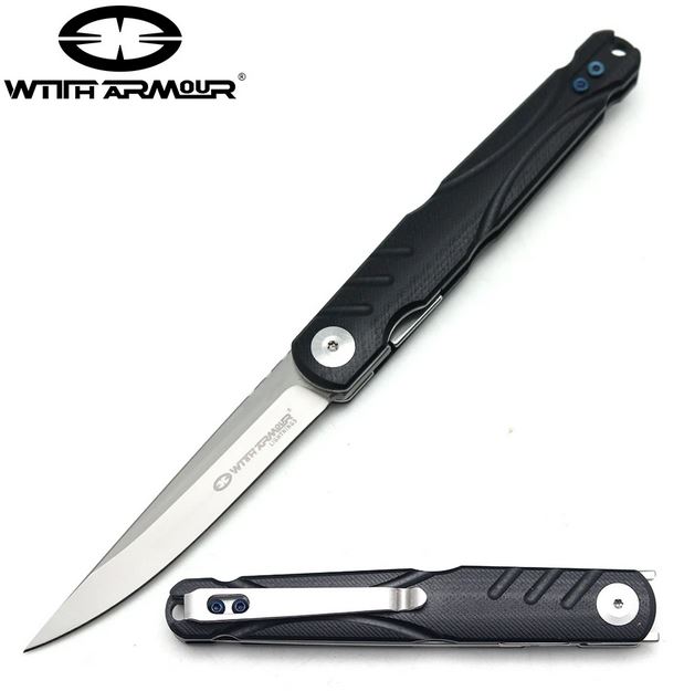 WithArmour Stark Folding Knife, D2 Steel, Black G10, WAR094BKG