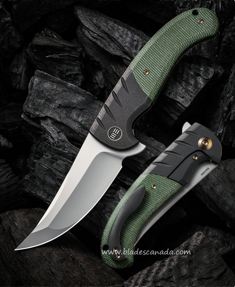 WE Knife Curvaceous Flipper Framelock Knife, CPM 20CV, Titanium/ Micarta, WE20012-2
