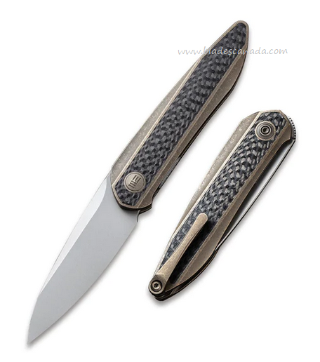 WE Knife Black Void Opus Folding Knife, 20CV, Carbon Fiber/Titanium Bronze, 2010A