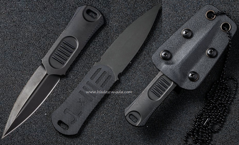 WE Knife OSS Dagger Fixed Blade Neck Knife, 20CV Black, Stainless Steel/G10 Black, 2017E - Click Image to Close