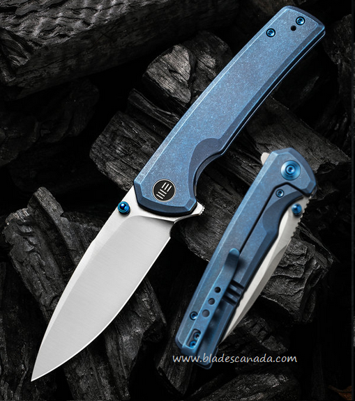 WE Knife Subjugator Flipper Framelock Knife, CPM 20CV, Titanium Blue, WE21014C-3