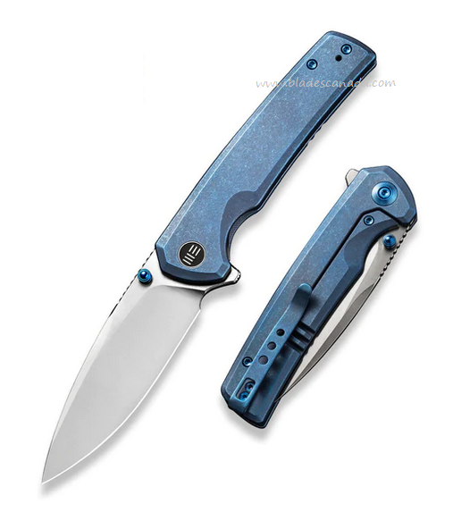 WE Knife Subjugator Flipper Framelock Knife, CPM 20CV, Titanium Blue, 21014C-3