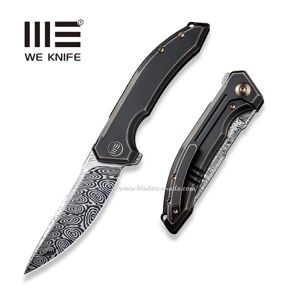 WE Knife Quixotic Flipper Folding Knife, Damasteel, Titanium Handle, WE21016-DS1