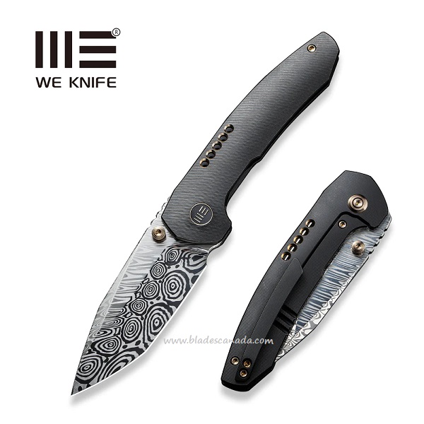 WE Knife Trogon Folding Knife, Damasteel, Titanium Handle, WE22002B-DS1