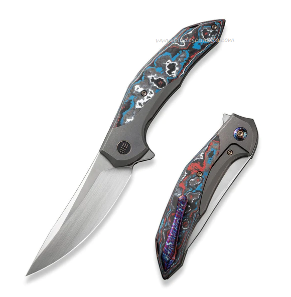 WE Knife Merata Flipper Framelock Knife, Ltd Edition, CPM 20CV, Titanium/Nebula Fat Carbon Fiber, 22008B-2
