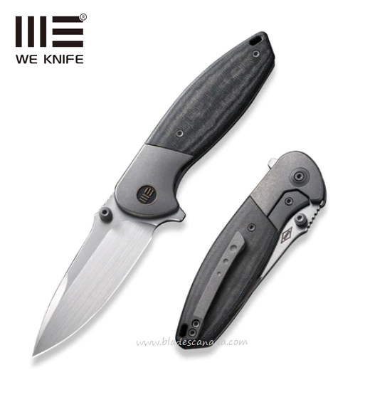 WE Knife Nitro Mini Flipper Framelock Knife, CPM 20CV, Titanium/Micarta Black, 22015-3