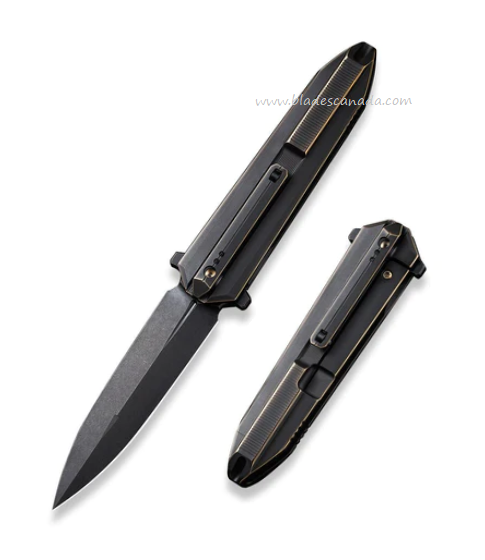 WE Knife Diatomic Flipper Framelock Knife, CPM 20CV, Titanium Bronze/Black, WE22032-1