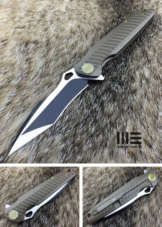 WE Knife 612I Flipper Framelock Knife, S35VN Recurve Tanto, Titanium Bronze - Click Image to Close