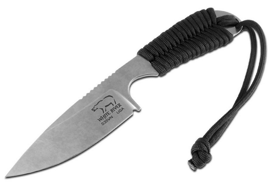 White River M1 Backpacker Fixed Blade Knife, S35VN, Black Cord, Kydex Sheath