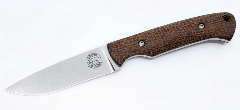 White River Hunter Fixed Blade Knife, MagnaCut, Micarta Natural Burlap, Kydex Sheath