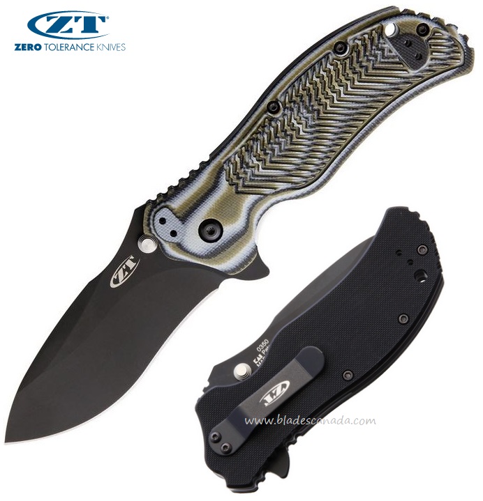 Zero Tolerance Predator 350 Flipper Folding Knife, Assisted Opening, CPM S30V, G10 Camo