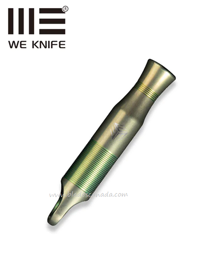 WE Knife A-05CP Whistle, Titanium Green, Brown Paracord