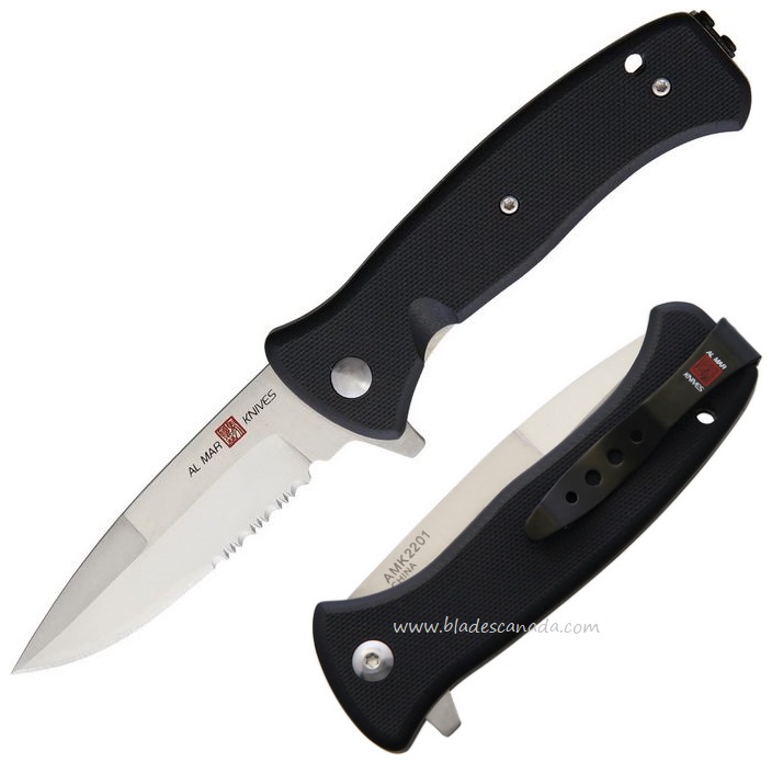 Al Mar Mini SERE 2020 Flipper Folding Knife, Assisted Opening, D2, G10 Black, AMK2201