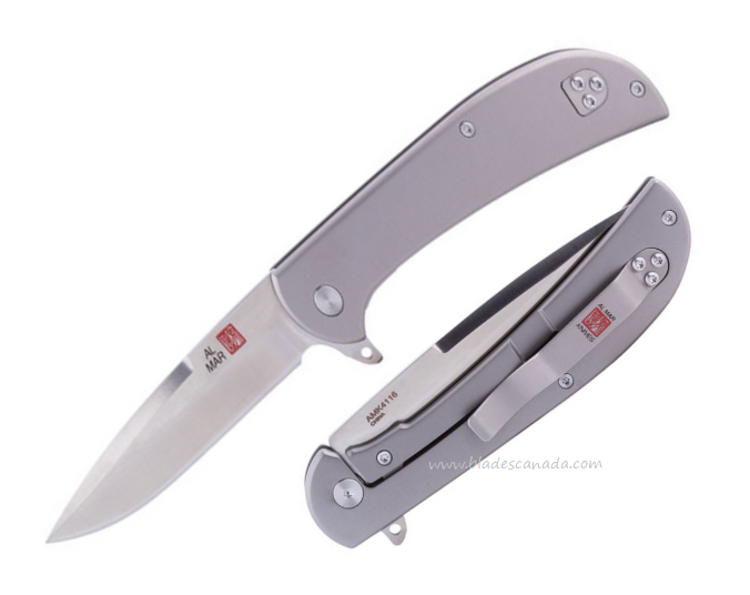 Al Mar Ultralight Flipper Framelock Knife, D2 Satin, Titanium, AMK4116