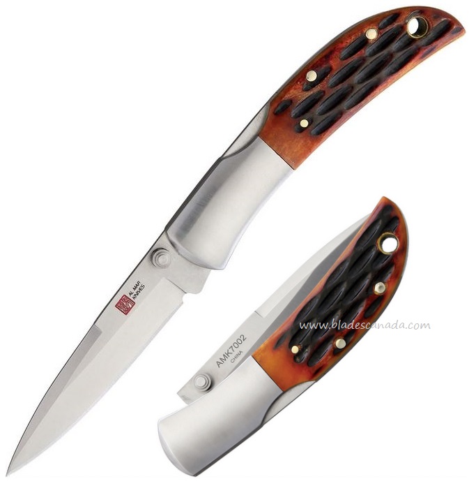 Al Mar Hawk Folding Knife, AUS8, Honey Jigged Bone, AMK7002