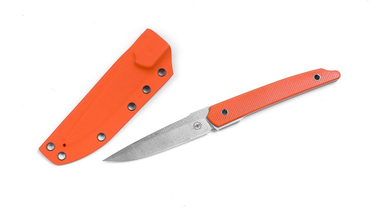Amare Pocket Peak Fixed Blade, Sandvik 14C28N, G10 Orange, Kydex Sheath, AMR201807