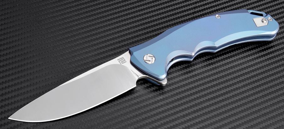 Artisan Tradition Flipper Framelock Knife, S35VN, Titanium Blue, 1702G-BU - Click Image to Close
