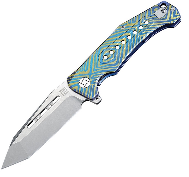 Artisan Cutlery Jungle Flipper Framelock Knife, S35VN Tanto, Titanium, ATZ1705GBU03