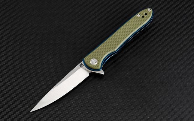 Artisan Cutlery Mini Shark Flipper Folding Knife, D2 Flat, G10 Camo, 1707PSGNF - Click Image to Close