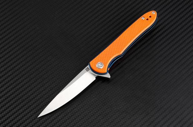 Artisan Cutlery Mini Shark Flipper Folding Knife, D2, G10 Orange, 1707PSOEF - Click Image to Close