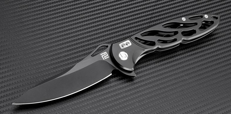 Artisan Cutlery Dragonfly Flipper Framelock Knife, D2, Stainless Black, ATZ1801PBK