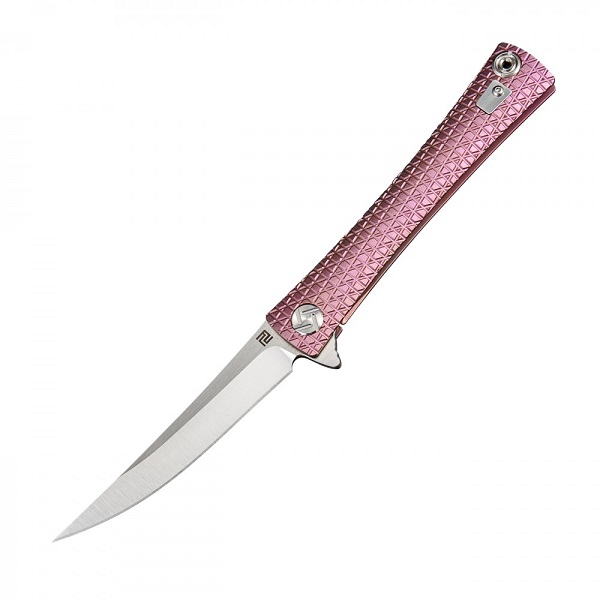 Artisan Cutlery Waistline Flipper Framelock Knife, S35VN, Titanium Pink ATZ1805GRES