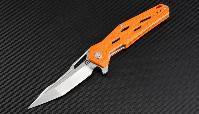 Artisan Cutlery Interceptor Flipper Folding Knife, D2, G10 Orange, ATZ1812PSOE