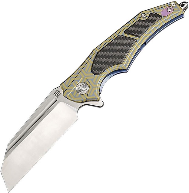 Artisan Cutlery Apache Nomad Flipper Framelock Knife, S35VN, Titanium/CF, 1813G-BU02 - Click Image to Close