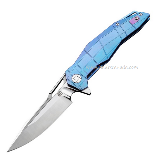 Artisan Cutlery Pangolin Flipper Framelock Knife, S35VN, Titanium Blue, ATZ1826GBUS