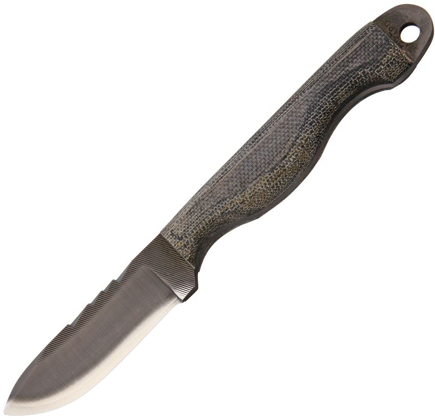 Anza Fixed Blade Knife, Carbon Steel, Micarta Black, Leather Sheath, AZ510M