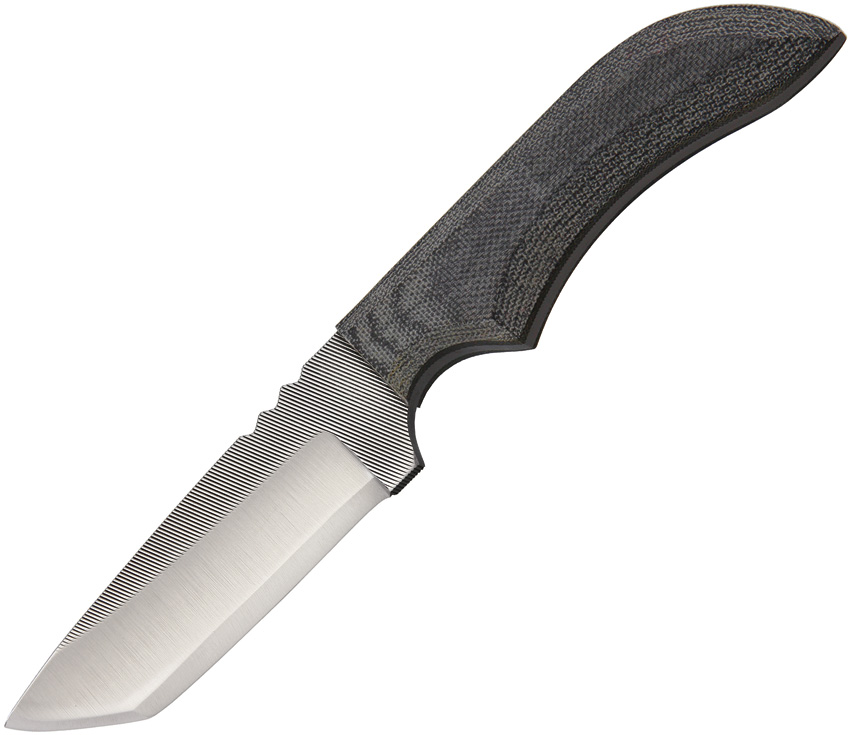 Anza Fixed Blade Knife, Carbon Steel, Micarta Black, Leather Sheath, AZJWK1M