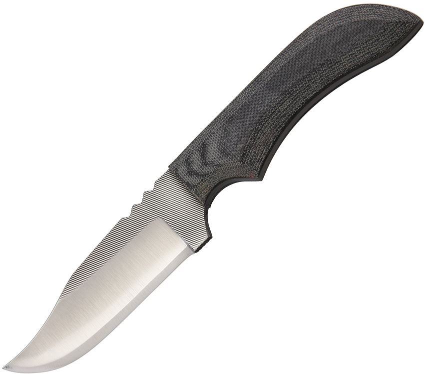 Anza Fixed Blade Knife, Carbon Steel, Micarta Black, Leather Sheath, AZJWK2M