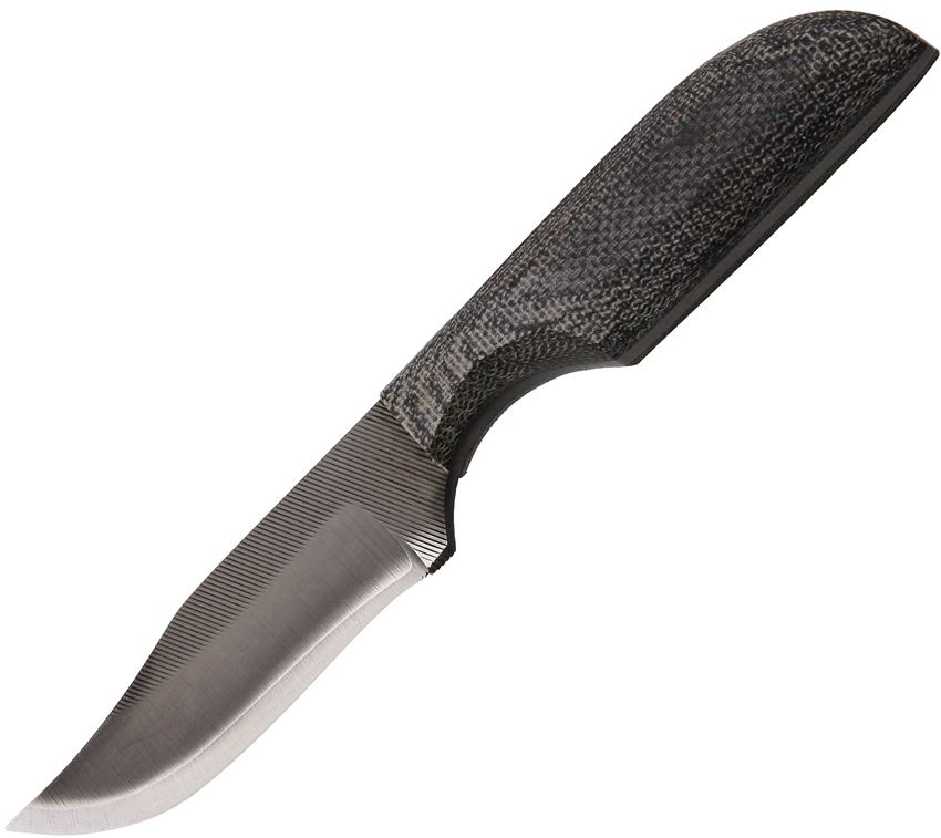 Anza Fixed Blade Knife, Carbon Steel, Micarta Black, Leather Sheath, AZLBKM