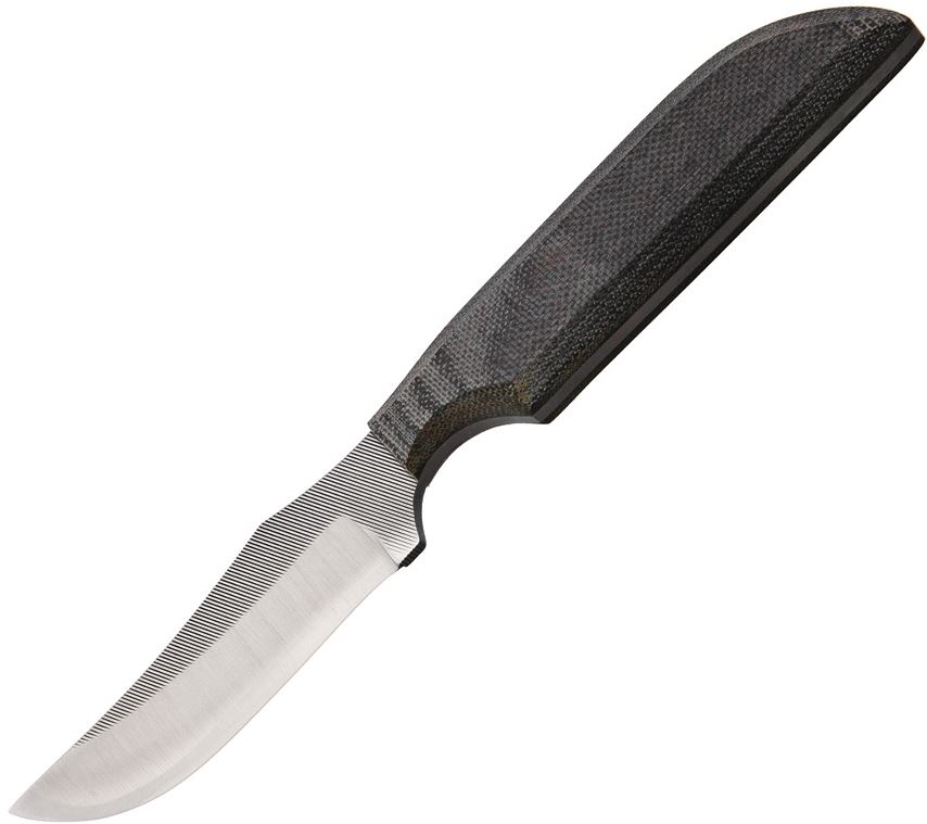 Anza Fixed Blade Knife, Carbon Steel, Micarta Black, Leather Sheath, AZSP2M - Click Image to Close