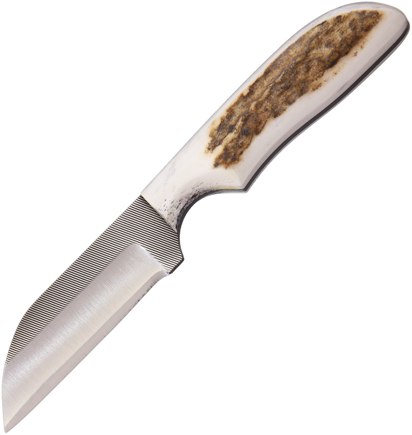 Anza Fixed Blade Knife, Carbon Steel, Elk handle, Leather Sheath, AZWK4FE