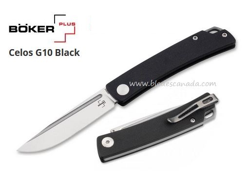 Boker Plus Celos Slipjoint Folding Knife, 440C Steel, G10 Black, 01BO178