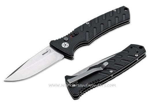 Boker Plus Strike Manual Folding Knife, D2 Stonewash, Aluminum Black, 01BO457N
