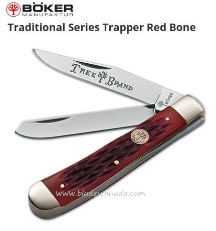Boker Taditional Trapper Slipjoint Knife, Stainless, Red Bone, B-110747