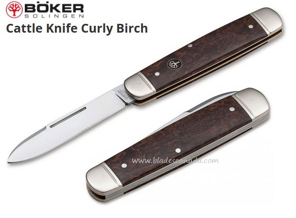Boker Germany Catle Curly Birch Folding Knife, N690, 110910