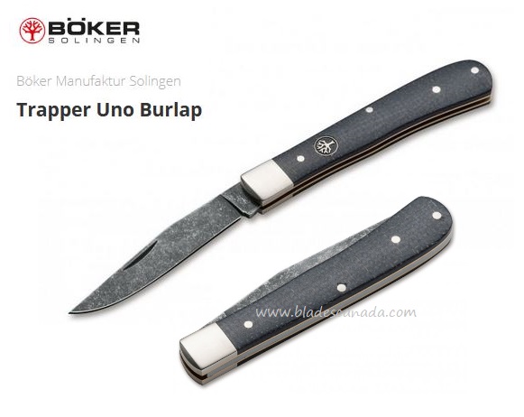 Boker Germany Trapper Uno Burlap Slipjoint Knife, O1 Steel, Micarta, 112595 - Click Image to Close
