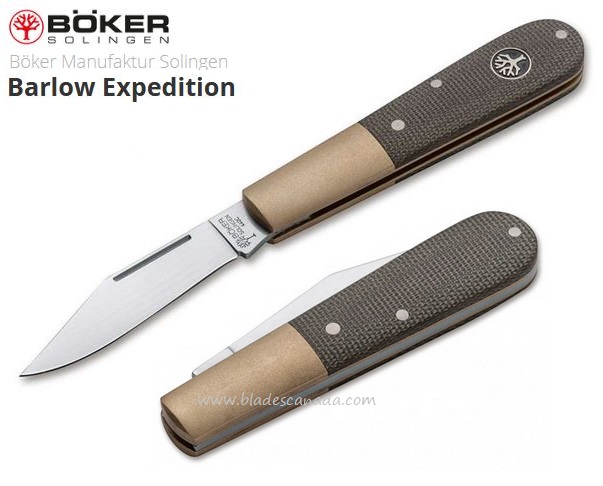 Boker Germany Barlow Expedition Folding Knife, 440C, Brass/Micarta, 112941 - Click Image to Close