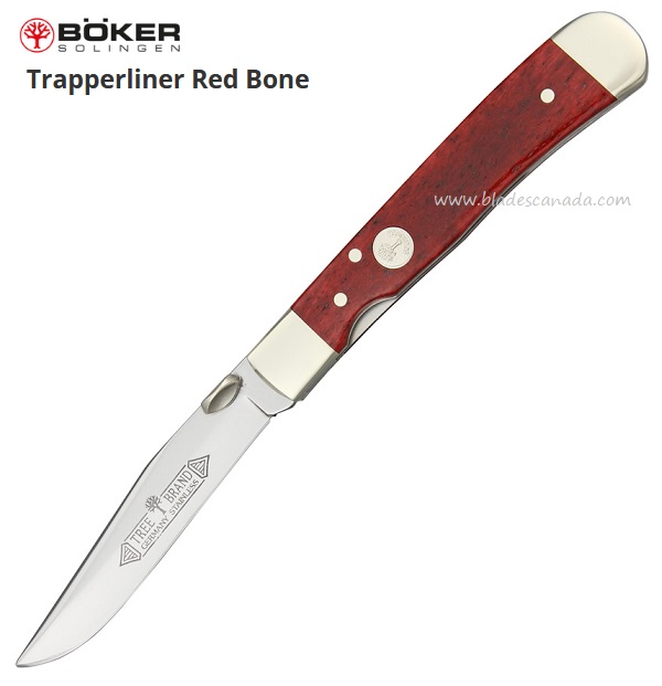 Boker Germany Trapperliner Folding Knife, Stainless Steel, Red Bone, B-114711